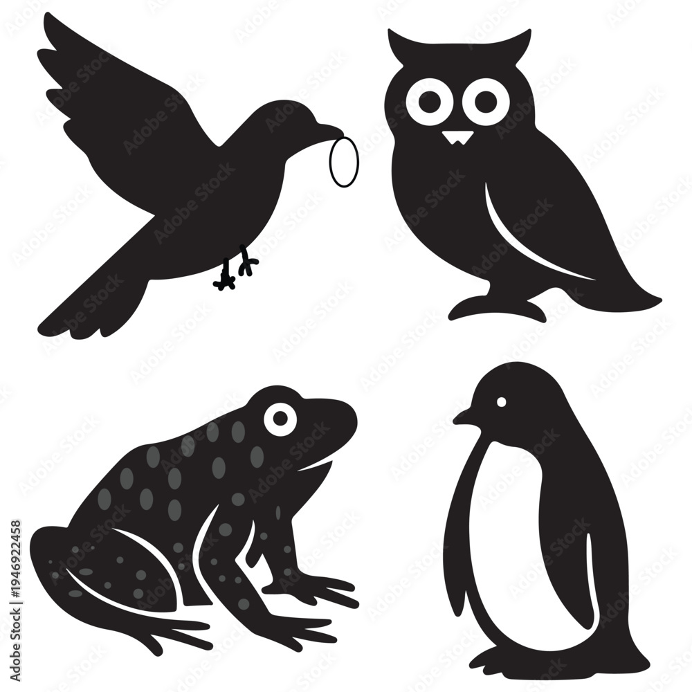 Fototapeta premium Set of cute funny cartoon birds in vector illustration with different bird characters and animal designs