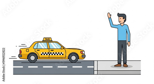 Man hailing a yellow taxi.