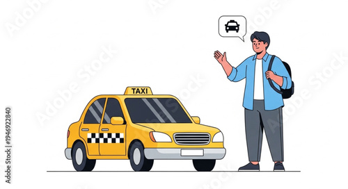 Man hailing a yellow taxi.