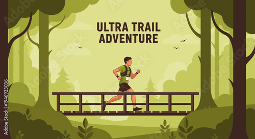 Energetic Athlete Trails Through Lush Forest Adventure Depicting Ultra Endurance Running