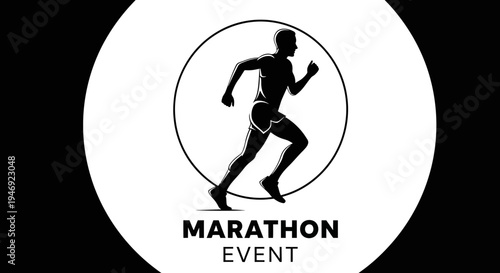Energetic Athlete in Silhouette Running a Marathon During a Special Sport Event