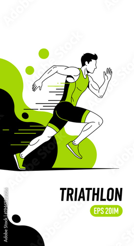 Energetic Athlete in Motion: Dynamic Illustration for Triathlon Events and Fitness Campaigns