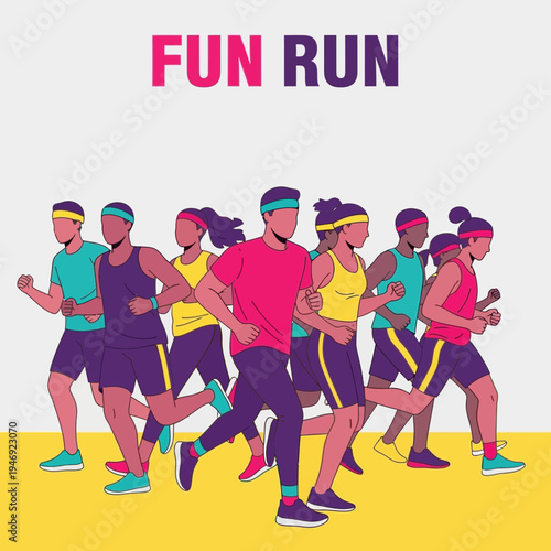 Energetic Athletes Compete In a Joyful Fun Run Event, Embracing Vibrant Movement