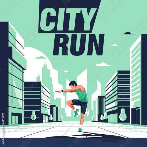 Energetic Athlete in Urban Setting Performing Exercise for City Run Endurance and Fitness Goals