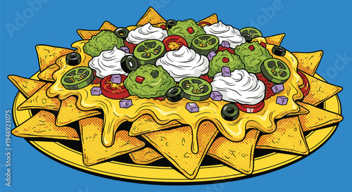 Delicious Nachos with Toppings and Cheese.