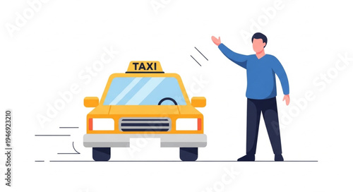 Man hailing a yellow taxi.