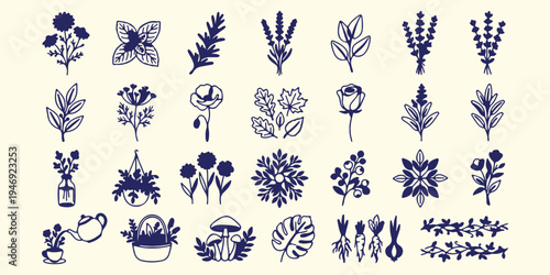 Wild garden flower sketches, organic botanical floral pattern art, hand drawn meadow flowers background, healthy nature garden vector art, wildflower botanical seamless texture, rustic garden flora sk