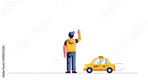 Man hailing a yellow taxi.