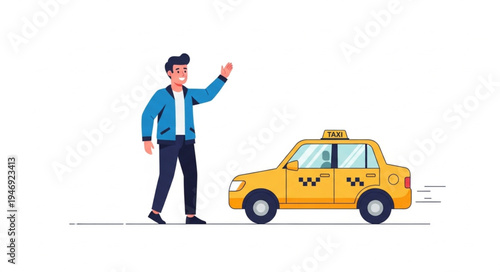 Man hailing a yellow taxi.