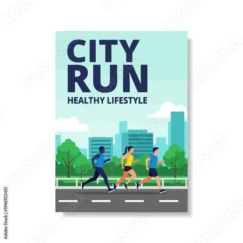 Energetic City Run: Thriving Athletes Embrace Healthy Lifestyle and Urban Fitness