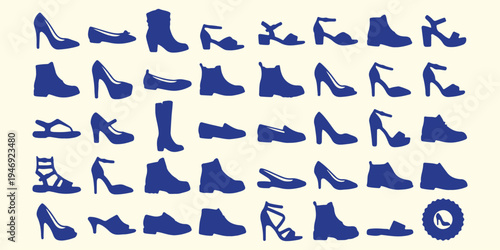 Fashion shoes and boots silhouette pattern, trendy women footwear background art, high heels and boots vector, stylish fashion accessories seamless texture, shoe store retail marketing pattern, women 