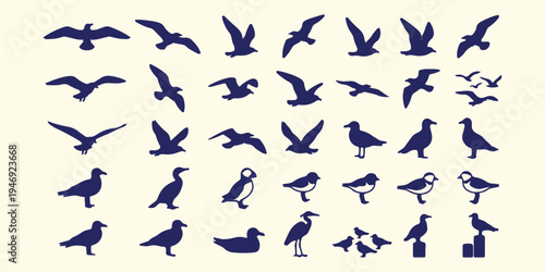flying bird silhouettes, bird icon set, wing animal vector, bird clipart collection, wildlife symbols bundle, flight illustration set, bird shapes