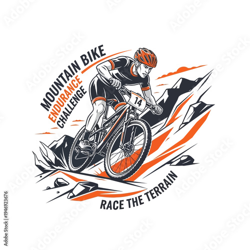 Energetic Cyclist Conquering Rugged Mountain Terrain, Achieving Endurance Through Challenging Rides