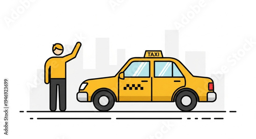 Man hailing a yellow taxi.