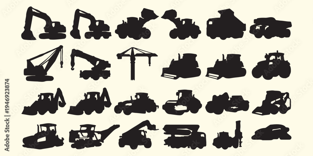 Fototapeta premium vehicle silhouette set, transport icons collection, car truck plane vector, transportation clipart, travel vehicle symbols, auto bundle, transport illustration