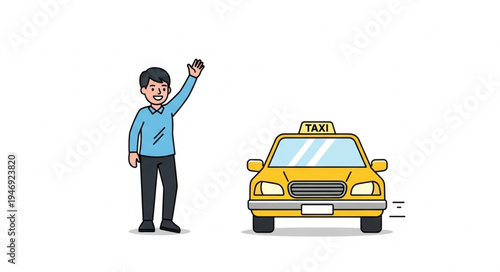 Man hailing a yellow taxi.