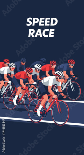 Energetic Cyclists Engage in Intense Speed Race Competition for Championship Glory