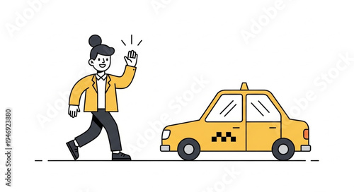 Man hailing a yellow taxi.