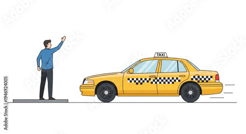 Man hailing a yellow taxi.
