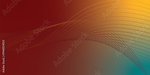 Glowing marron, yeallow, and LightSeaGreen flowing ribbons sweeping through a dark mysterious background scattered with tiny sparkling particles, futuristic digital tech style, vector illustration.