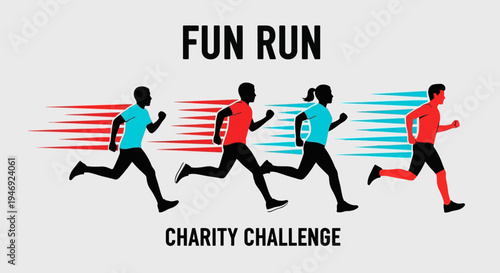 Energetic Fun Run Event for Charity Featuring Active People in Vibrant Colors and Design