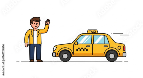 Man hailing a yellow taxi.