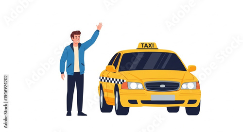 Man hailing a yellow taxi.
