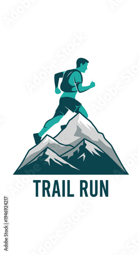 Energetic Mountain Trail Runner Icon: Captivating Illustration for Adventure and Outdoor Activities