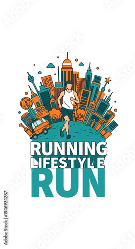 Energetic Runner Achieving Fitness Goals In Modern Metropolis Surrounded By Cityscape