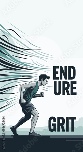 Energetic Runner Demonstrates Endurance and Grit Against a Dynamic, Abstract Background