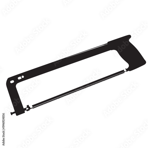 Hacksaw Vector Icon Hand Saw Tool Silhouette for Metal Cutting Construction and DIY Workshop Design