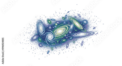 Vibrant Abstract Swirling Shapes and Particles.