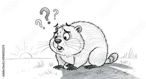 Confused Groundhog Standing on Hind Legs.