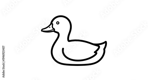 Simple black and white line drawing of a duck in profile.