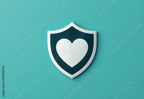 Heart Symbol on Shield Design Representing Protection and Care