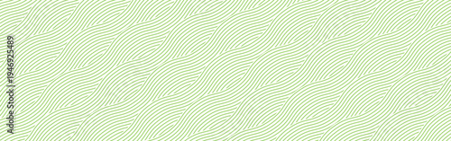 Green organic field pattern with flowing abstract lines. Farm landscape background featuring wavy grass strokes. Geometric nature art. Simple agricultural hill. Vector illustration