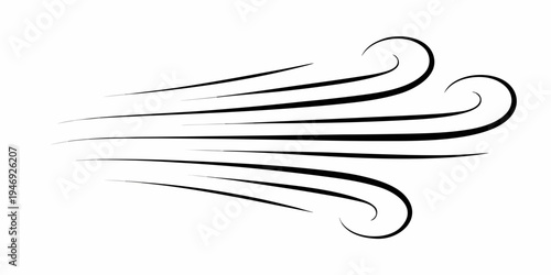 Abstract black swirls and lines resembling wind or flowing movement