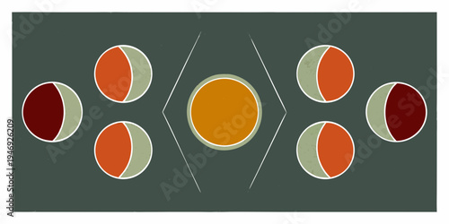 Abstract geometric design featuring oval shapes and a central chevron