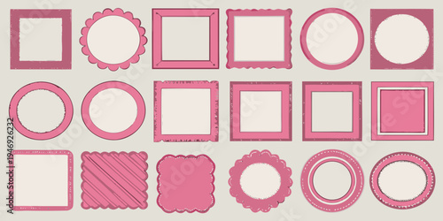 Collection of various pink frames in different shapes and styles