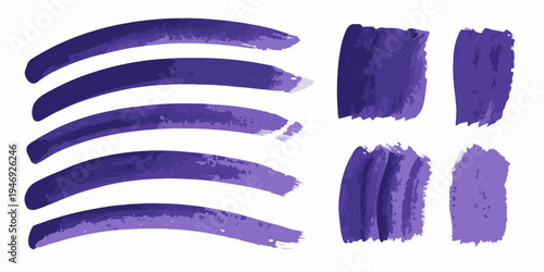 Abstract purple brushstrokes arranged in curved and linear patterns