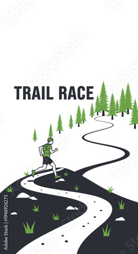 Energetic Runner Embarking On a Challenging Trail Race Across Rugged Terrain