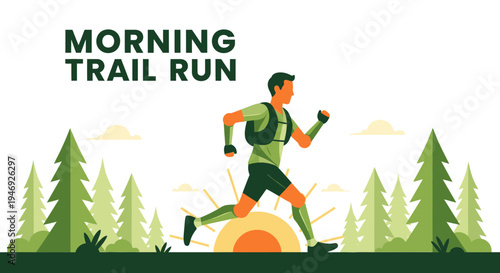 Energetic Runner Embarking On A Morning Trail Run Amidst Scenic Landscape