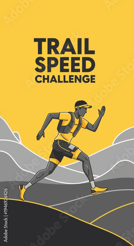 Energetic Runner Embodies Endurance In A Thrilling Trail Speed Challenge Illustration