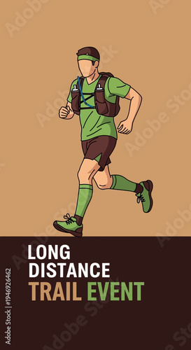 Energetic Runner Embodies Endurance in a Trail Event, Achieving Ultimate Athleticism