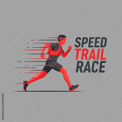 Energetic Runner Silhouetted in Dynamic Motion for Speed Trail Race Event Promotion