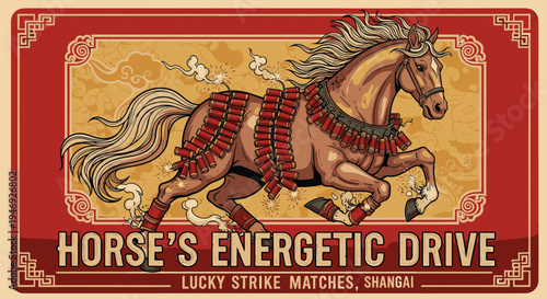 Vintage Style Horse Racing Advertisement Poster.