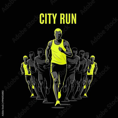 Energetic Runners Embark On a Nighttime Urban Challenge, Celebrating Athleticism and Endurance