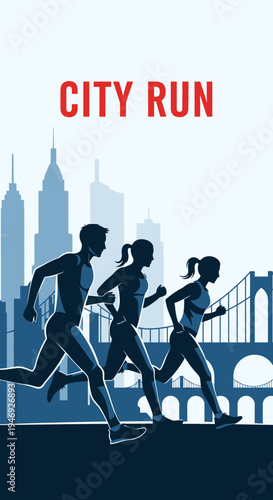 Energetic Runners Embark On a City Race Against a Modern Architectural Backdrop