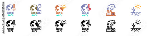 Climate Change and Global Warming Icons Set