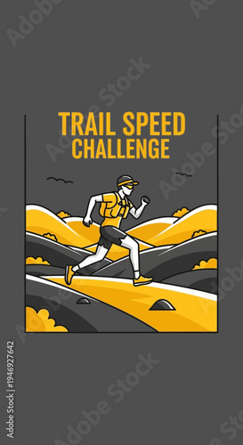 Energetic Trail Runner Navigating Challenging Terrain for Endurance and Competition Success